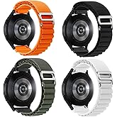 KQZunguo 4 Pack Alpine Loop Woven Nylon Band Compatible with Samsung Galaxy Watch 7 6 5 4 44mm 40mm/Watch 5 Pro 45mm/Watch 6 4 Classic 43mm 47mm, 20mm Nylon Adjustable Replacemen Sport Strap for Men Women