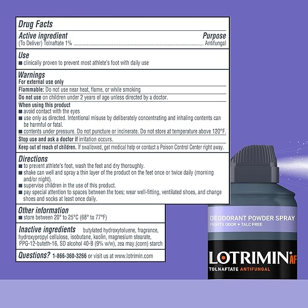 LOTRIMIN AF ATHLETE’S FOOT DAILY PREVENTION DEODORANT POWDER SPRAY, 5.6 OUNCE