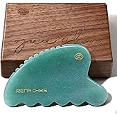 Rena Chris Gua Sha Facial Tool, Natural Jade Stone Body Gua sha with Exquisite Wooden Box, Large Guasha Suitable for Face Lifting, Puffiness Reducing and Whole-Body Massage, Skin Care Massager
