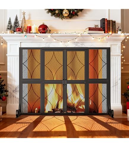Amazon.com: Barton 46x33 Fireplace Screen Tempered Glass 1 Panel