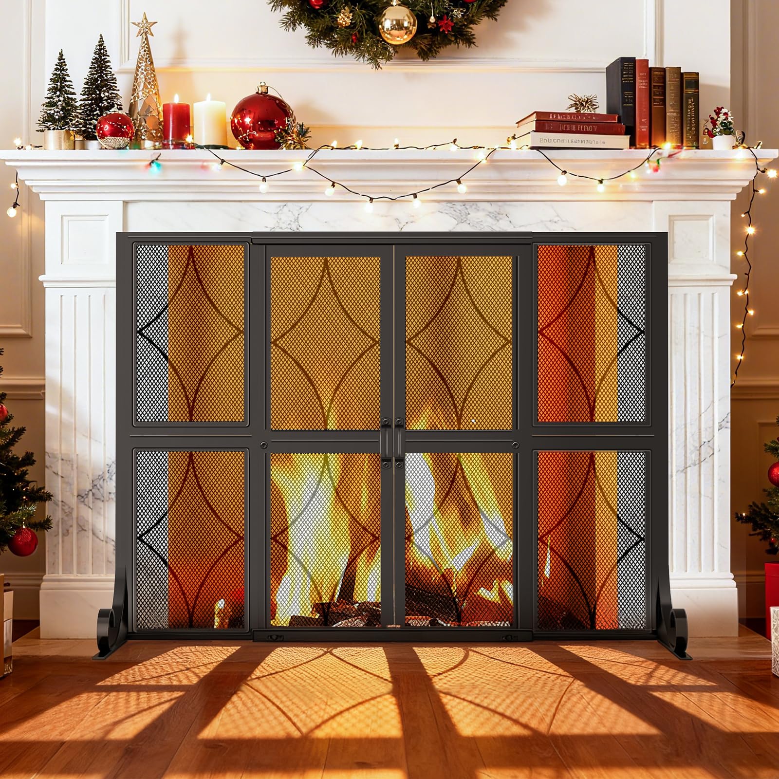 Photo 1 of *MISSING PARTS UNKNOWN*
Terracove Fireplace Screen with Sliding Doors, 37.8" W x 30.7" H Modern Wrought Iron Spark Guard Cover for Christmas Decorative, Baby and Pet Proof, Large