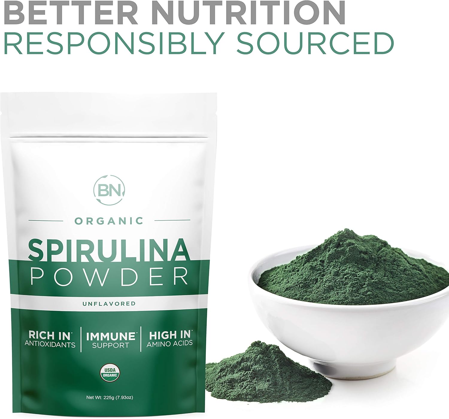 Spirulina Powder Organic - USDA Certified - RAW Nutrient Dense Over 70% Protein Per Serving - Purest Source Vegan Protein - Superfood - Rich in Vitamins and Minerals: Health & Personal Care