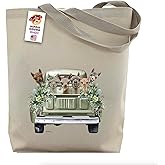 Alpaca Tote Bag - Alpaca Lover Gift - Alpaca in Vintage Farm Truck Totes -Handmade Totes - Llama Canvas Totes - Llama Reusable Shopping Bag - Gifts for Mom - Shoulder Bag - Grocery Bag - Handbag - Hippie Hound Studios - Made in USA