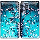 Bcov Case for Galaxy S22 Ultra, Plum Blossom Flower Leather Flip Phone Case Wallet Cover with Card Slot Holder Kickstand for Samsung Galaxy S22 Ultra 5G