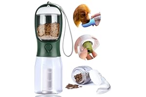 AVELORA Dog Water Bottle with Food Container, Portable Pet Dog Water Dispenser for Outdoor Walking,Hiking,Travel,Puppy Essentials,Puppy Supplies,Replaceable Waste Bags