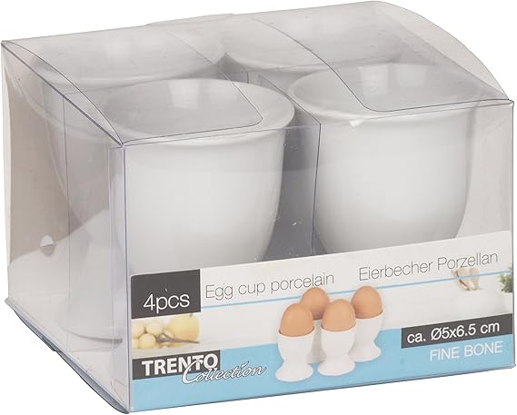 Juego de 4 hueveras de cerámica cocida de porcelana blanca: Amazon.es