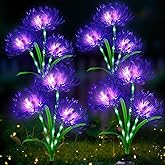Solar Garden Flower Lights Outdoor,4Pack Purple Spider Lily with Glowing Stems,Waterproof Yard&Patio Decorations,Solar Landscape Lights for Halloween &Gardening, for Women,Mothers,Grandma