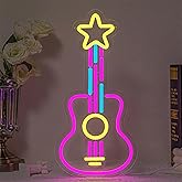 SUYUZUR Guitar Neon Sign Music LED Neon Lights for wall Decor Colorful Light Up Sign for Bedroom Music Studio Bar Kids Room Decoration