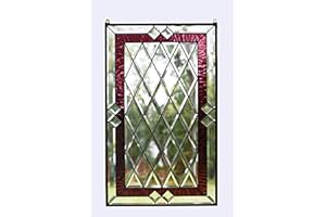 TMI ART PANEL 20" x 34" Stunning Handcrafted Hanging Stained Glass Clear Beveled Window Panel