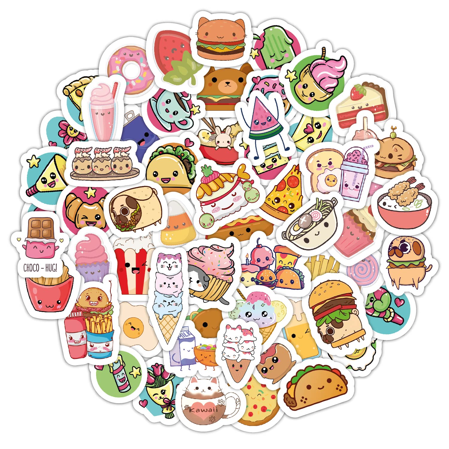 Photo 1 of BulbaCraft Kawaii Food Stickers, Teens and Adults – Cute Food Stickers for Laptops and Water Bottles – Anime Decals - Kawaii Vinyl Decals for Journaling, Gifts for Women & Men