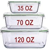 AGTRADE X-LARGE Glass Food Storage Containers with Lids Baking Dish Set Glass Storage Containers with Locking Lid Set 3-120 oz/70 oz/35 oz - Large Meal Prep Storing Serving Food Leakproof Ovensafe