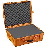 Condition 1 25" Large Waterproof Hard Case Model 839 with Foam, Portable Protective Storage Box for Travel, Hunting, Military, Tactical, Made in USA, 24.50"x 19.46"x8.41" Orange
