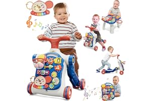 QDRAGON 5 in 1 Push Walkers for Baby Boys, Toddler Learning to Walk, Sit to Stand Walker, Early Learning Push Toy for Infant 12+ Months, Navy Blue