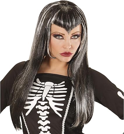 Amazon Com Widmann 00822 Skel Etria Black Wig With White