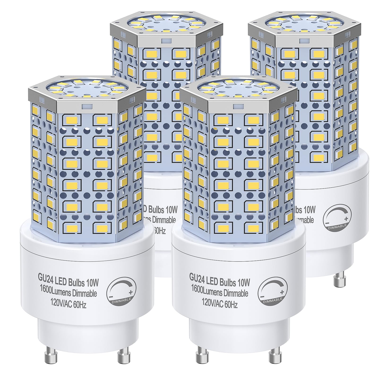 Photo 1 of BMXKPO GU24 LED Light Bulb Dimmable 10W,5000K Daylight,1600 Lumens(100W Equivalent),Replace CFL Twist-in 2 Prong Light Bulb (4-Pack)