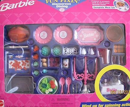 Amazon.com: Barbie Fun fixin 'Glamuroso comedor y comida de juguete w Wind Up procesador de alimentos y más. (1997 arcotoys, Mattel): Toys \u0026 Games