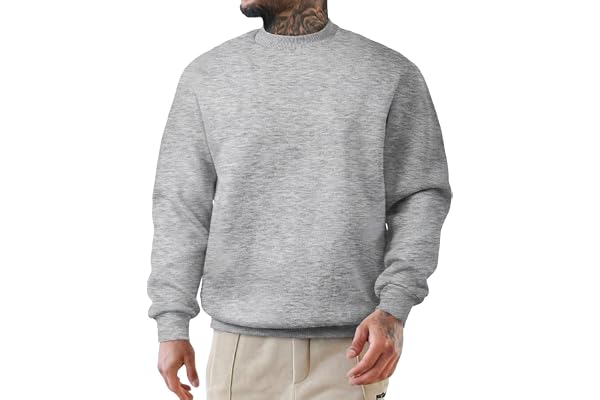 JMIERR Men's Casual Fleece Sweatshirts Long Sleeve Crewneck Pullover Shirt | Basic, Loose fit Sweaters, Early Fall, Warm Shir