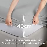 Bedsure Double Fitted Sheet Deep Pocket 16inch Soft Microfiber Grey 135x190cm view 3