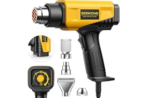 SEEKONE 1800W Heat Gun Compact Design Heavy Duty Hot Air Gun 122℉-1202℉（50℃- 650℃）Variable Temperature Control for 2 Speed Se