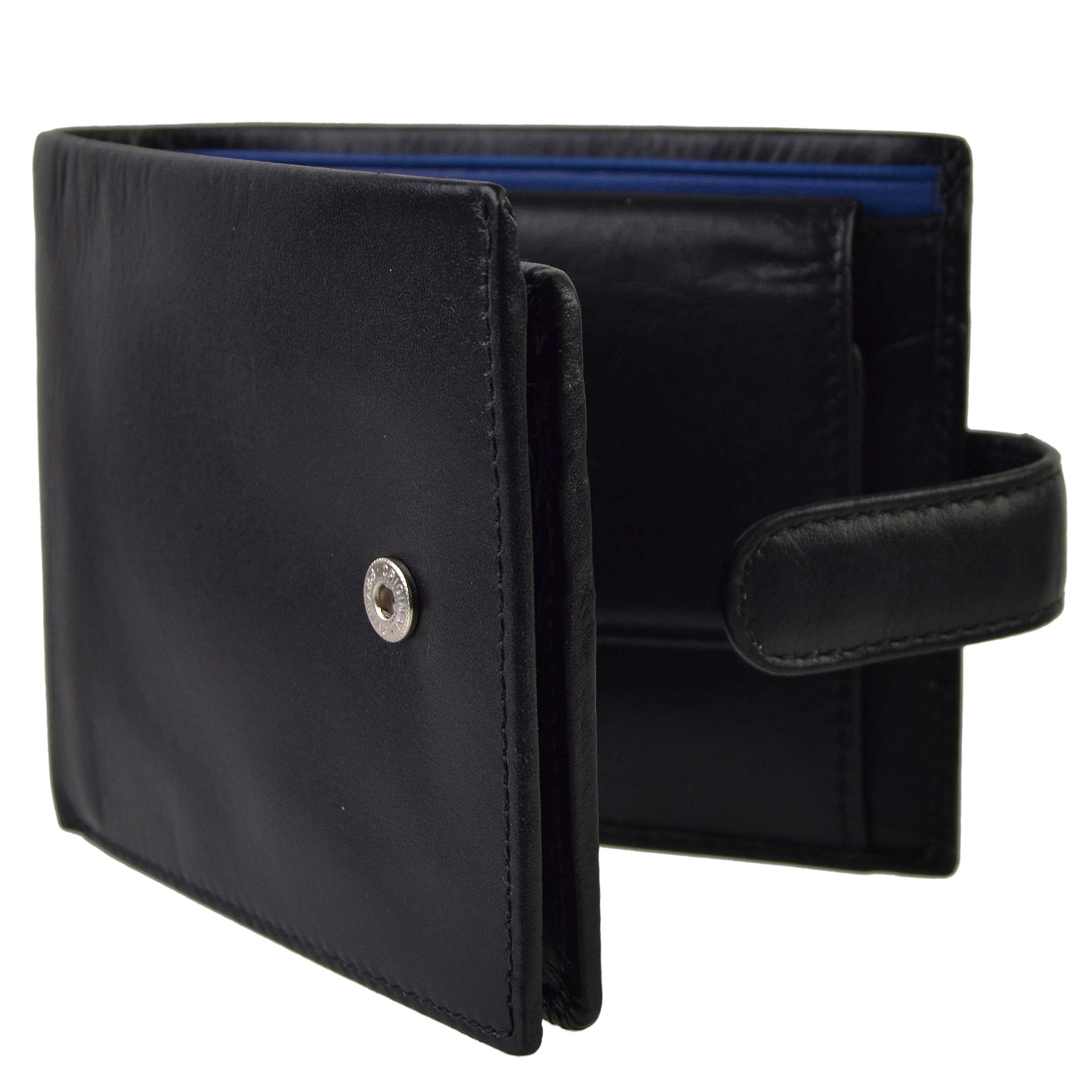 Mens Leather Stylish Tabbed Bi-fold Wallet by Visconti; Parma Collection Gift Box