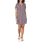 Tommy Hilfiger Women's Stripe Trim Short Sleeve V-Neck Shift Dress