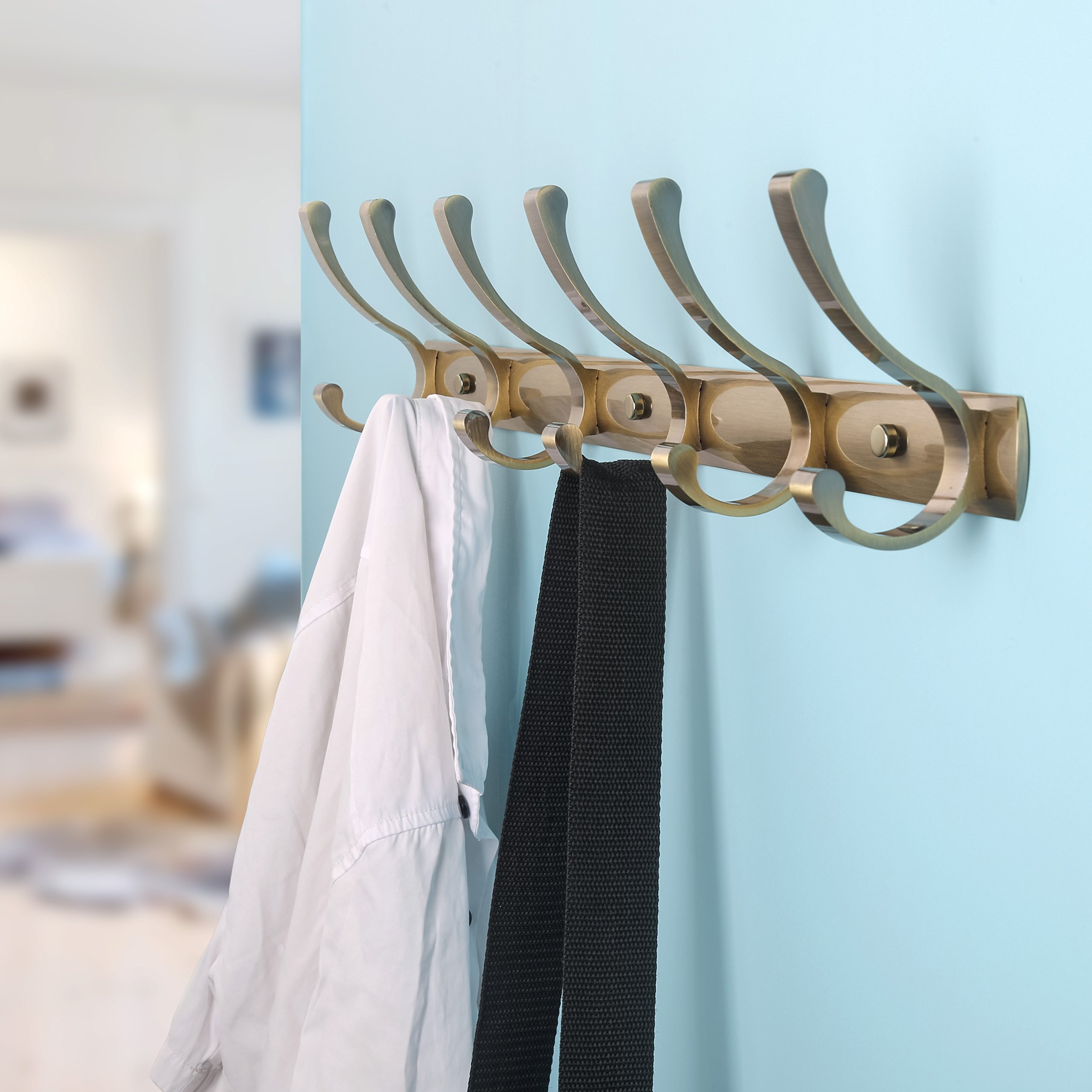WEBI 2 Set 6peg Sturdy Coat Hat Rack, Bath Kitchen Towel Hook Holder