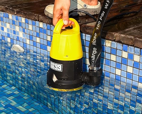 6699 SUBMERSIBLE SUMP PUMP 2500GPH HIGH FLOW WITH 25FT X 1-1/2” DISCHARGE HOSE DRAIN WATER PUMP KIT 1/2HP PORTABLE UTILITY PUMP EASY TO USE FOR FLOODED BASEMENT RAIN BARREL