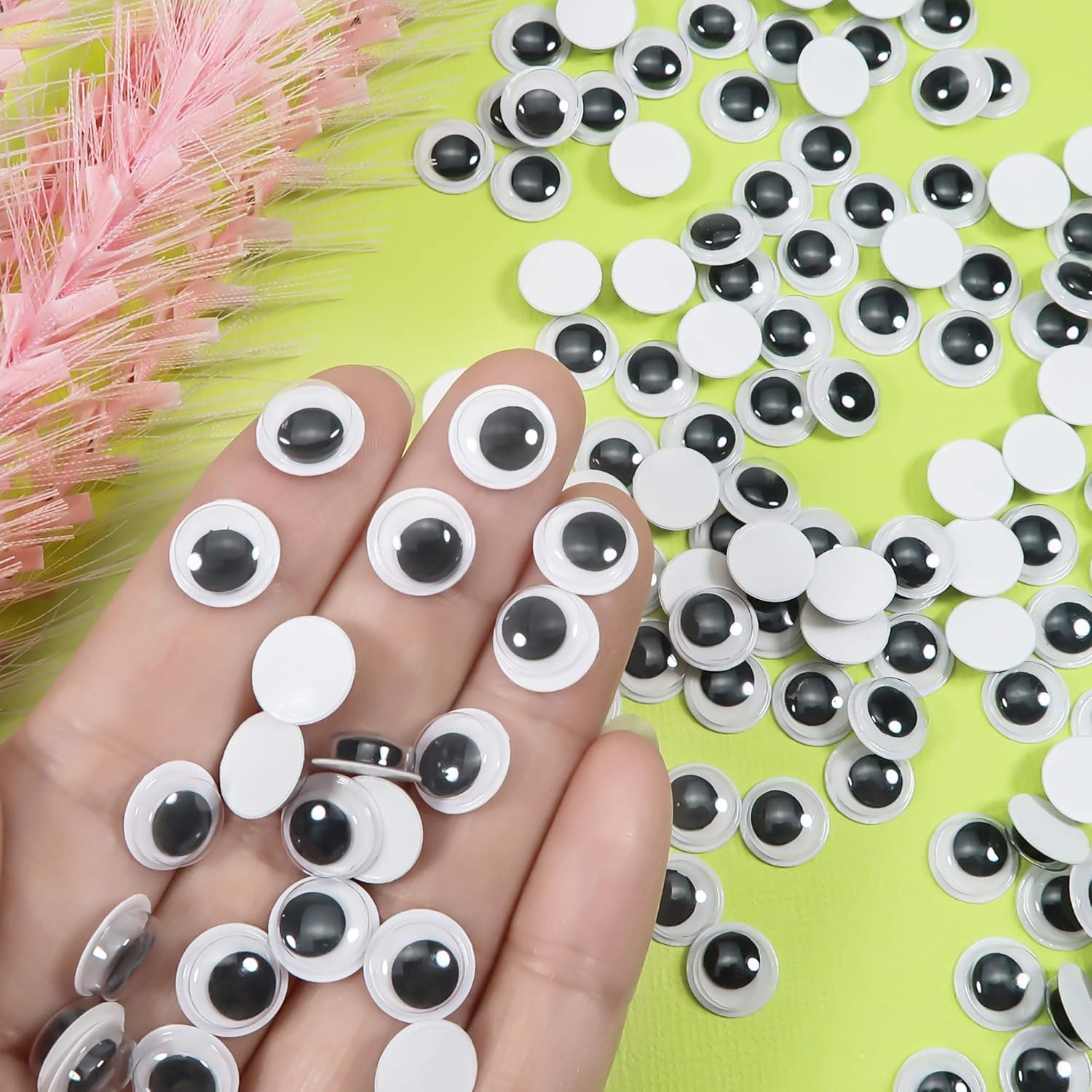 TOAOB 300pcs Round Black White Wiggle Googly Eyes with Self Adhesive 10mm for DIY Scrapbooking Crafts - Image 4