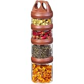 SELEWARE Brown Stackable Snack Containers for Kids Toddlers Adults, 31oz | Portable Food Storage Containers for Snacks Formula Powder Drinks and Travel, Twist Lock System Airtight Leak-proof BPA Free