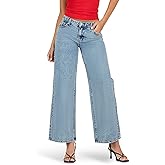 Forever 21 Women’s Rhinestone Heart Embellished Wide Leg Jeans