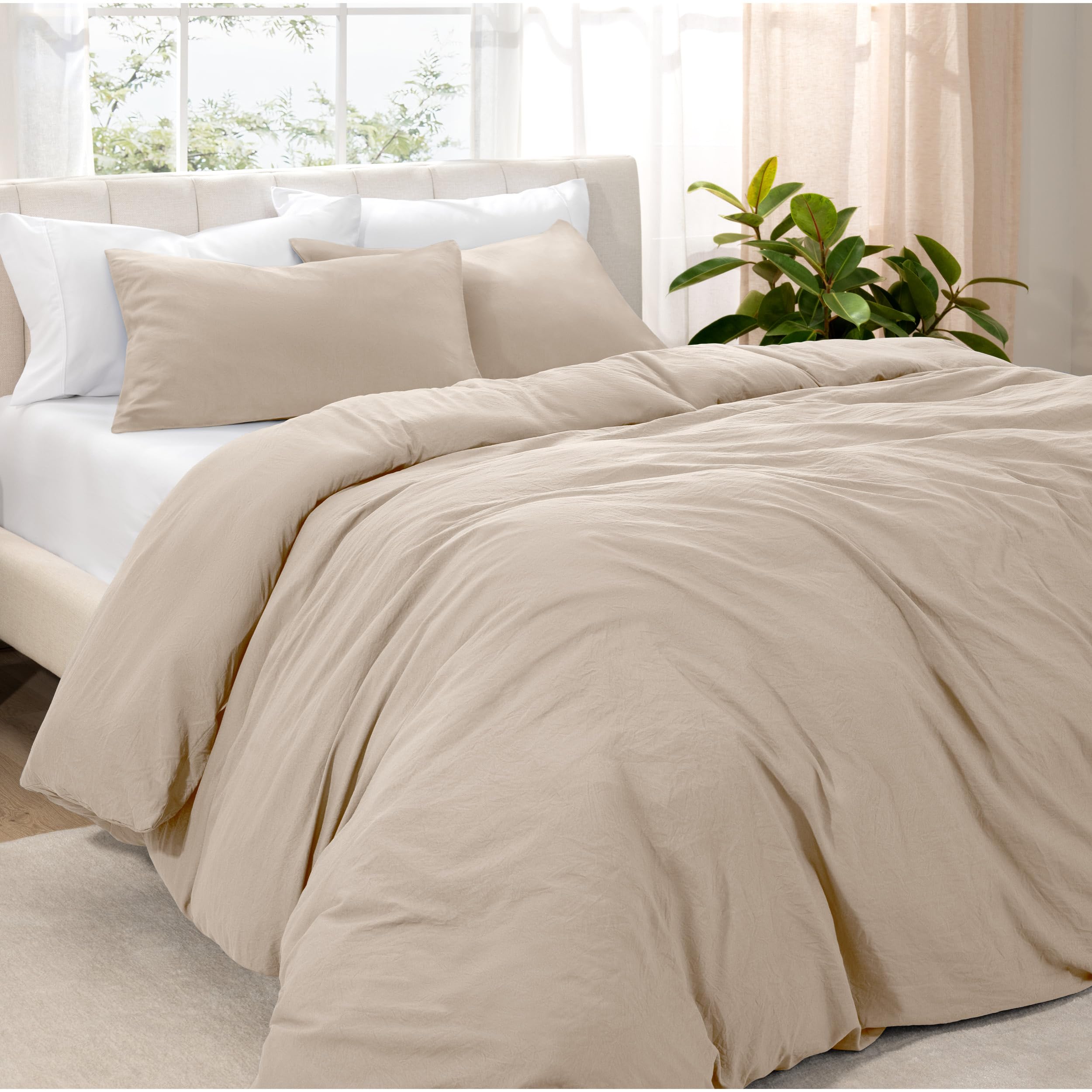 Bare Home Duvet Cover Set King Size - Premium 1800 Ultra-Soft Duvet Cover Set - Lightweight - Cooling Duvet Cover - Bed Duvet Cover with 2 Pillowcases (King, Sandwash Pebble)