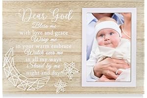 INNOBETA Baptism Gifts for Girls - Baptismal Gifts, Christening Gifts for Baby Girls, Boys - Baby Dedication Gifts from Godmother, Godfather, Godparent - Wood Picture Frame, 4"x 6" Photo, Wall & Tabletop