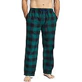 Jveyvth Mens Pajama Pants Flannel Cotton Plaid Sleep & Lounge Pants, PJ Bottoms with Pockets and Button Fly