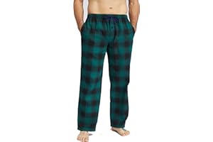 Jveyvth Mens Pajama Pants Flannel Cotton Plaid Sleep & Lounge Pants, PJ Bottoms with Pockets and Button Fly