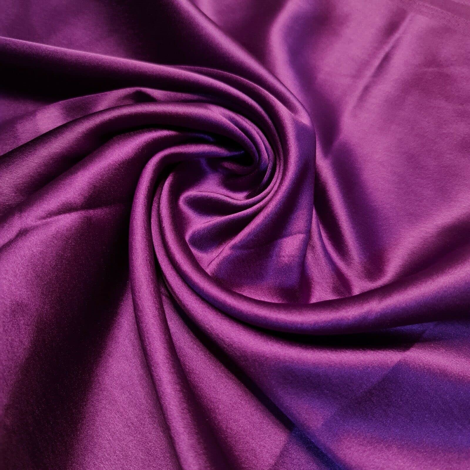 Glossy Charmeuse Silk Satin Bridal Dress Polyester Lining Craft Fabric 44" Meter (2 Meter, Cadbury Purple) — image 1