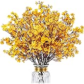 HIAGROW 8Pcs Babys Breath Artificial Flowers, Real Touch Yellow Silk Flowers Fake Flowers for Vase Home Office Wedding Christmas Indoor Outdoor Centerpiece Table Party Decorations