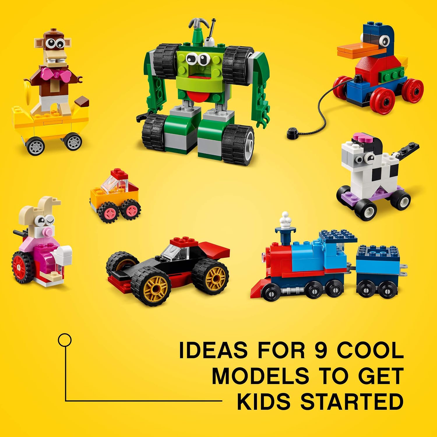 LEGO 11014 Classic Bricks and Wheels Starter Building Set including Toy Car, Train, Bus, Robot - Image 4