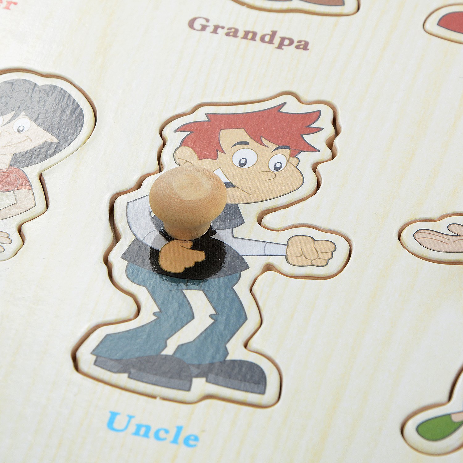 Wood Jigsaw Puzzle, Moonvvin Thinken Wooden Family Members Blocks Sets Education Imagination Toys For Kids Over 3-Year-Old