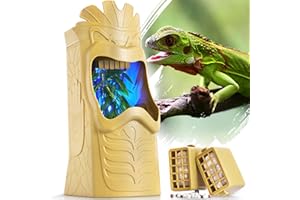 NEPTONION Reptile Water Drinking Fountain with【CI Filtration】, Bad Stuff Filter, Auto Shutdown and LED Refill Reminder, Great for Chameleons, Frogs, Geckos and Iguana Yellow (an Extra Filter Included)
