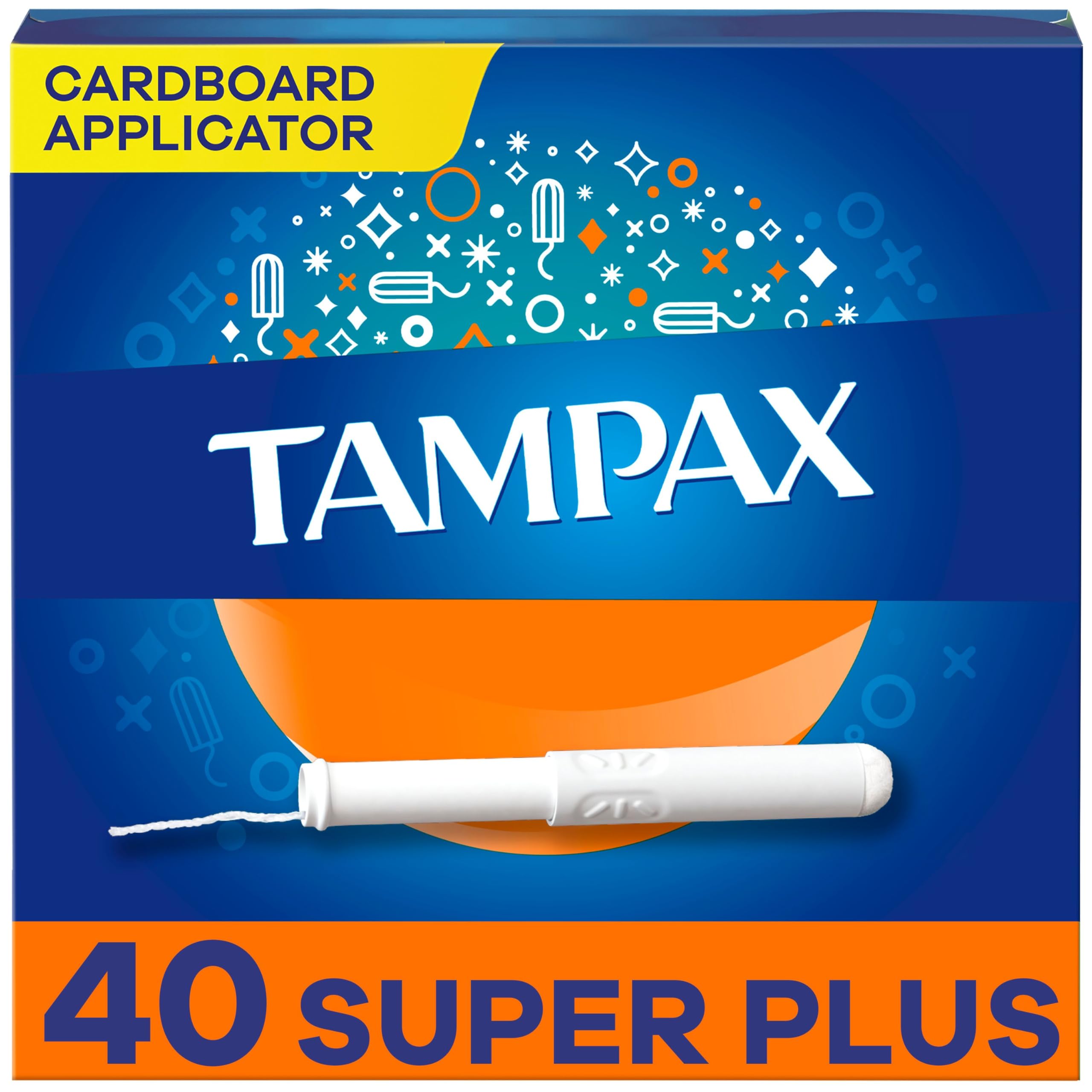 Tampax Cardboard Applicator Tampons, Super Plus Absorbency, Unscented, 40 Count