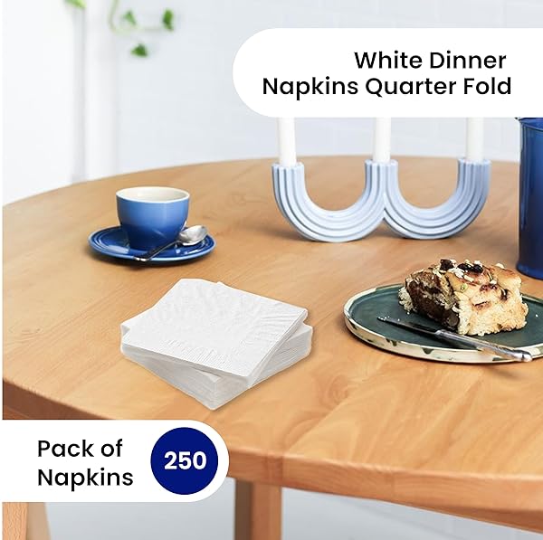 PERFECT STIX -WHITE DINNER NAPKINS QUARTER FOLD – PACK OF 250CT