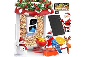 PeckCam Smart Bird Feeder with Camera 2K Live Real-Time Alert AI Identify with 32G Card DIY Attachments Camera Bird Feeder Solar Powered Wireless Outdoor Birdwatching Gift for Birds Lover, Red