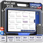 MUCAR VO8 Full System Bidirectional Scan Tool with Lifetime Free Update | 9450mAh Battery, 34+ Service, ECU Coding, 3000+ Active Test, Power Balance, FCA SGW, Complete Connectors Included