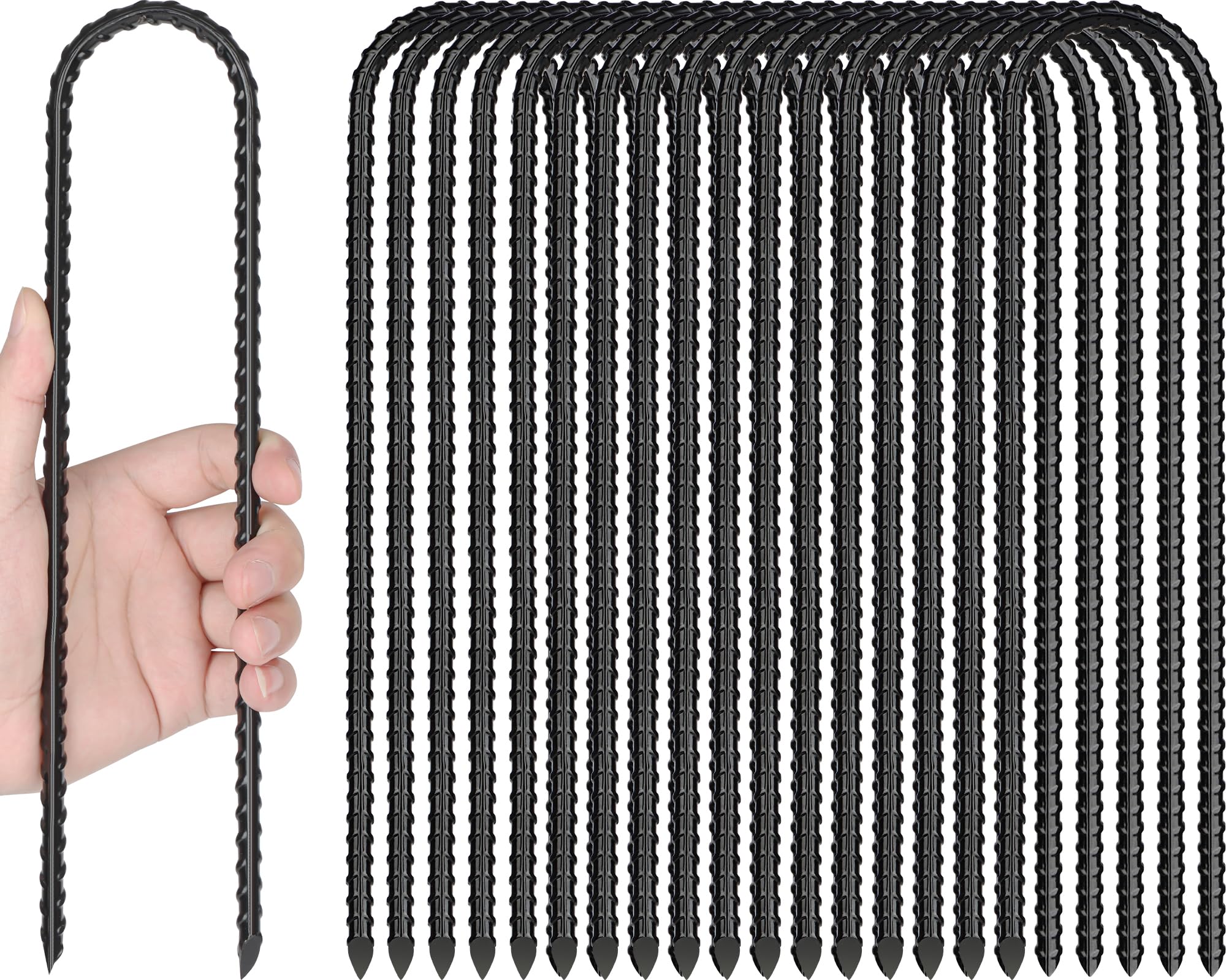 Photo 1 of Gtongoko Trampolines Wind Stakes 16 Pack 16 Inch, 0.3 Inch Thick Heavy Duty U Shaped Rebar Tent Stakes Ground Anchors Galvanized Steel Safety Trampoline Anchors for Camping Tents, Soccer Goals