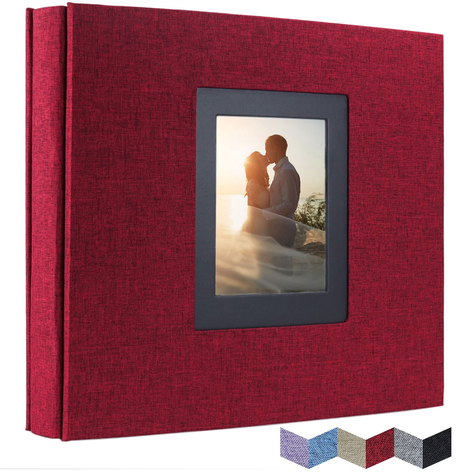 Vienrose 4x6 Photo Album for Photos Linen Cover Black Pages Photo Book Large Capacity Picture Albums for Valentine Wedding Christmas Birthday (Red, 600 pockets)