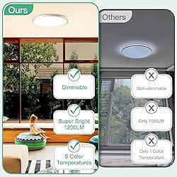 Brightever 7 Inch Flush Mount Ceiling Light, 12W