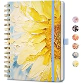 AHGXG Spiral Journal Notebook, 160 Lined Pages, A5 Size (5.7'' x 8.3'') | for Women, Journaling, Writing, Work &amp; Office, Hardcover, 100 GSM Thick Paper (Vibrant Sunflower)
