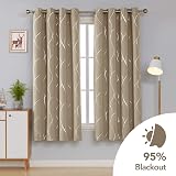 Deconovo Silver Wave Line Foil Printed Eyelet Curtains Taupe W52 x L84 Pair view 2