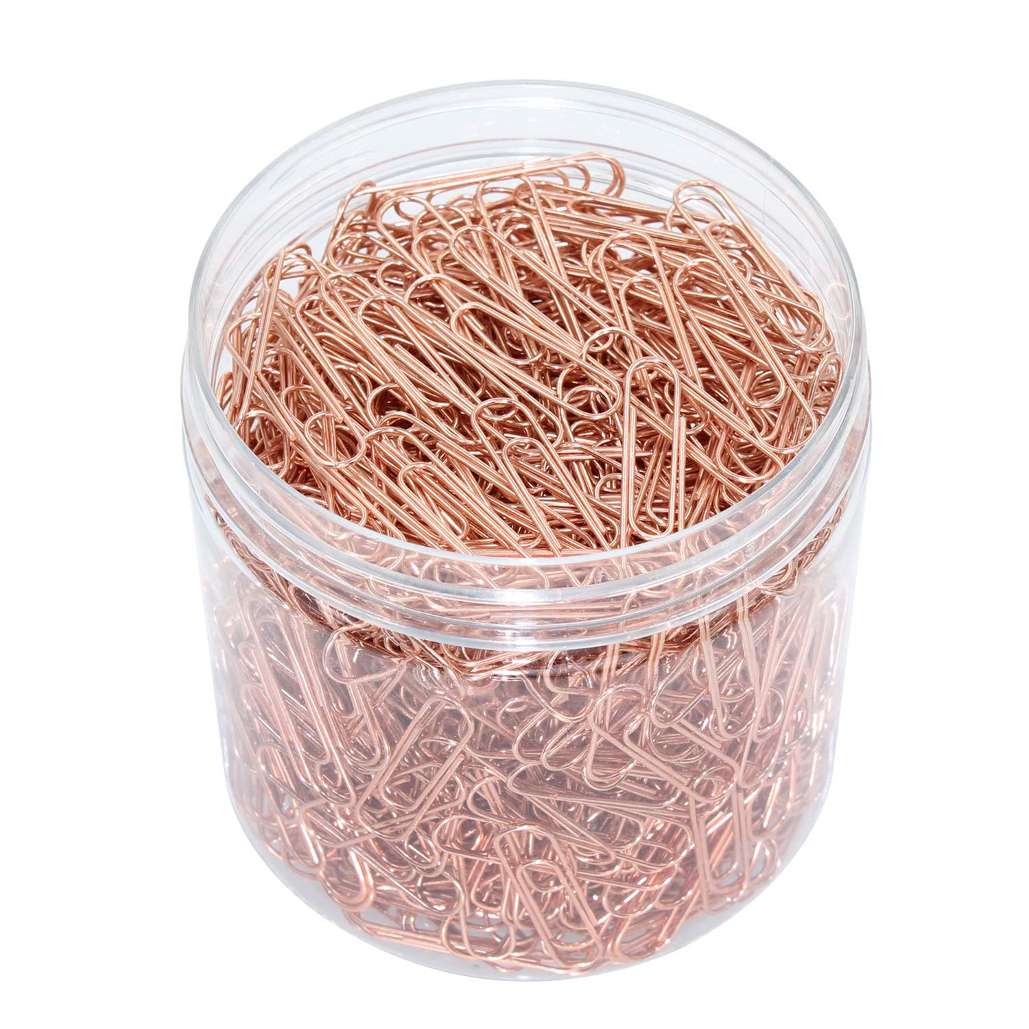 OKVGO 500pcs Paper Clips with Plastic Box of Paper Clamps for Office Stationery 33mm Rose Gold Metal