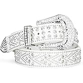 LCG LUCHENGYI Women Rhinestone Belt, Bling y2k Western Cowgirl Men Cowboy Faux Leather Studded Belts for Jeans Pants